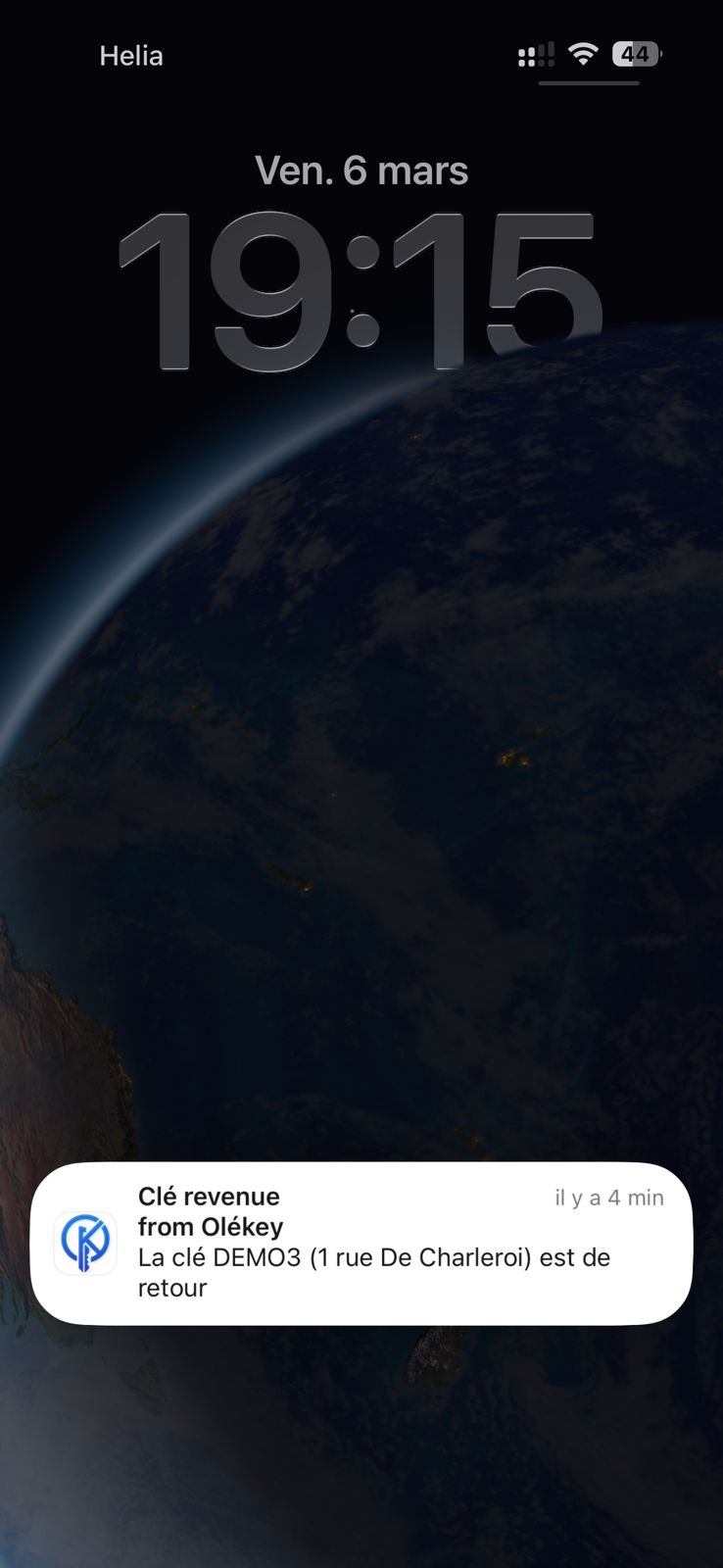 Réservation d'une clé